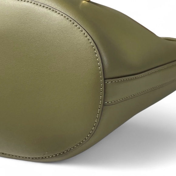 Lauren Ralph Lauren Andie Drawstring Leather Bucket Bag Olive Green - Picture 11 of 14